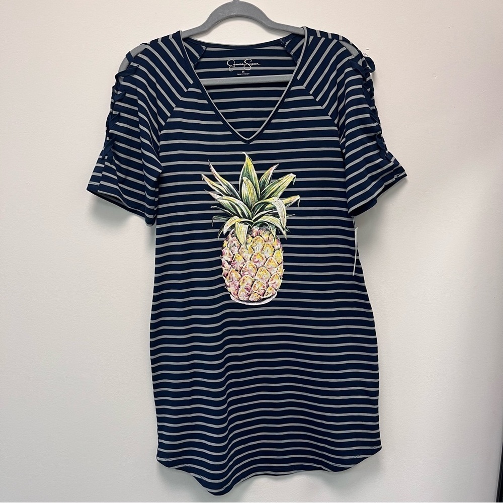 Jessica Simpson Navy and White Striped Top